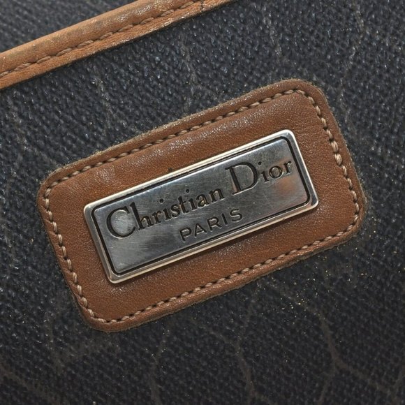 Auth Christian Dior Honeycomb Hand Tote Bag PVC Leather Black Brown - Picture 7 of 12